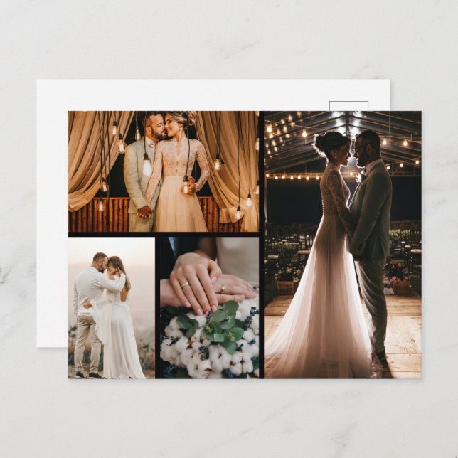 Postal Crea tu propio collage de 4 fotos (Anverso / Reverso)