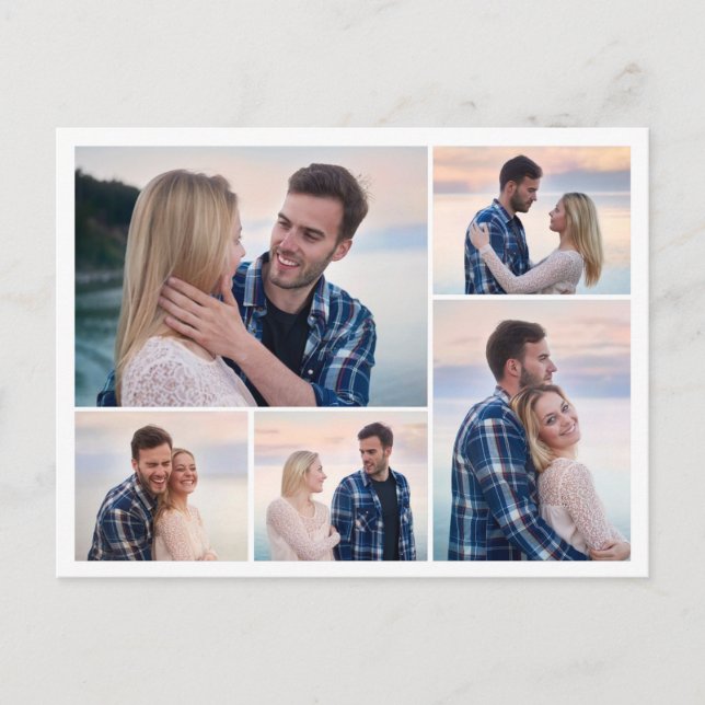 Postal Crea tu propio collage de 5 fotos (Anverso)