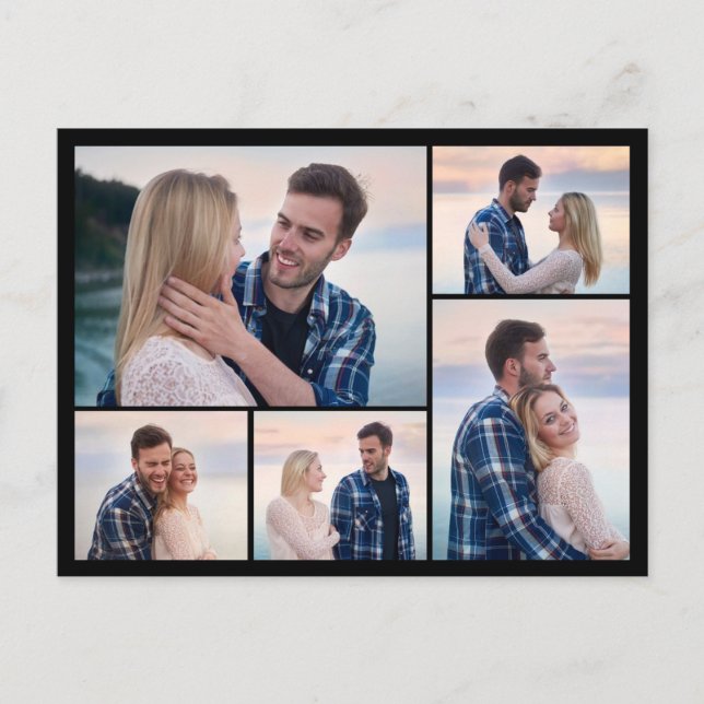 Postal Crea tu propio collage de 5 fotos (Anverso)