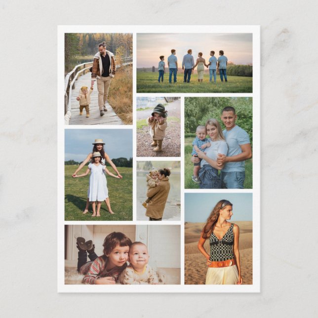 Postal Crea tu propio collage de 8 fotos (Anverso)