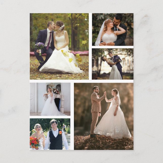 Postal Crea tu propio collage de boda con 6 fotos (Anverso)