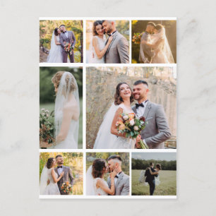 Postal Crea tu propio collage de boda de 8 fotos
