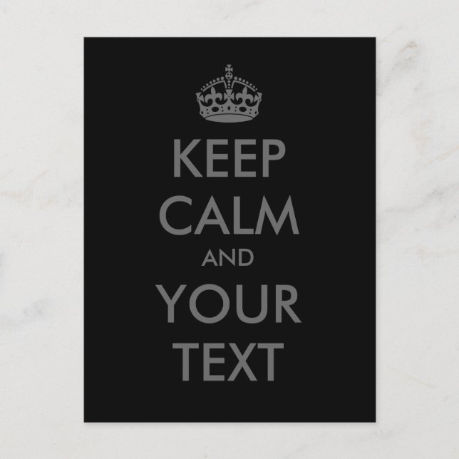 Postal Crea tu propio "Keep Calm" (plata y negro) (Anverso)