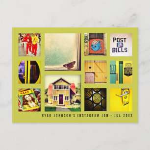 Postal Crea tu propio póster de collage de fotos cuadrada