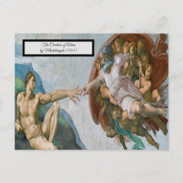 Postal Creación de Adán por Miguel Ángel