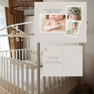 Postal Cream Baby Collage de fotos Nacimiento Anuncio
