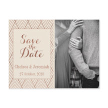 Cream Gold Art Deco Photo Save the Date Postcard