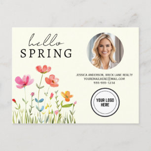 Postal Cream Hello Spring Floral Real Estate Profesional