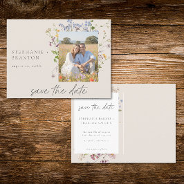 Postal Cream Wildflower Garden Elegant Photo Save Date