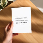 Postal Crear su propia cotización<br><div class="desc">Crea tu propia postal con texto de máquina de escribir minimalista.</div>