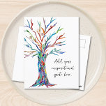 Postal Crear su propia oferta motivacional Inspiradora<br><div class="desc">Esta postal única está decorada con un colorido diseño de mosaico del árbol de la vida. Añade tu cita o mensaje elegido para personalizarlo. Haga clic en Personalizar Más adelante para cambiar el tipo de letra, el tamaño de la fuente y el color de la fuente. Original Mosaico © Michele...</div>