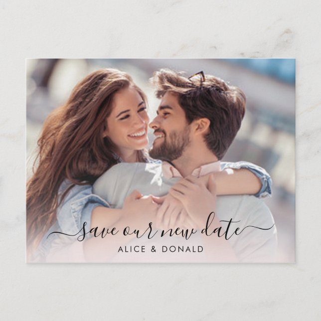 Postal Crear su propio 2 Boda de fotos cambio de fecha (Anverso)