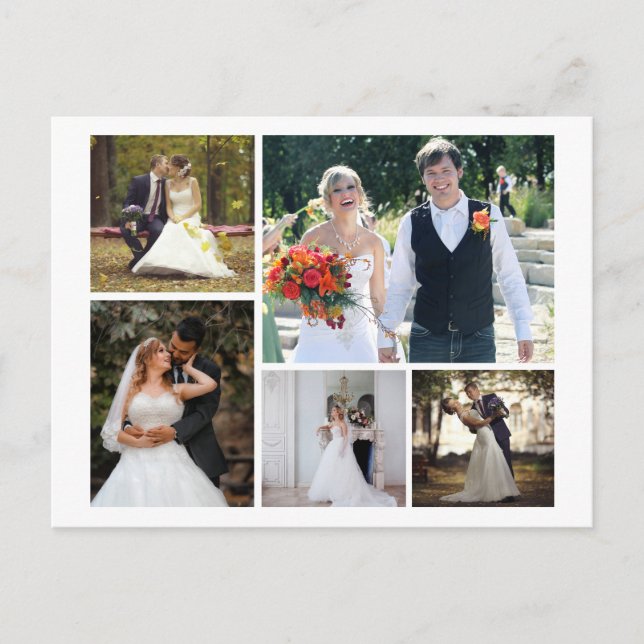 Postal Crear su propio Collage de 5 Bodas de fotos (Anverso)