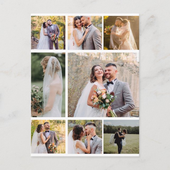 Postal Crear su propio Collage de 8 Bodas de fotos (Anverso)