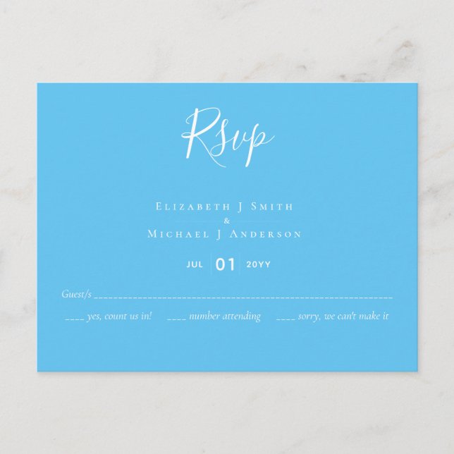 Postal Crear su propio Personalizado RSVP Boda Aqua Blue  (Anverso)