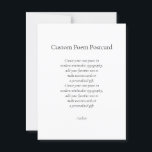 Postal Crear su propio poema Personalizado<br><div class="desc">Crea tus propias postales poéticas con tu literatura favorita o cita en la tipografía minimalista moderna. Añade tu propio texto para crear tarjetas personalizados o regalos personalizados únicos.</div>