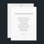 Postal Crear su propio poema Personalizado<br><div class="desc">Crea tus propias postales poéticas con tu literatura favorita o cita en la tipografía minimalista moderna. Añade tu propio texto para crear tarjetas personalizados o regalos personalizados únicos.</div>