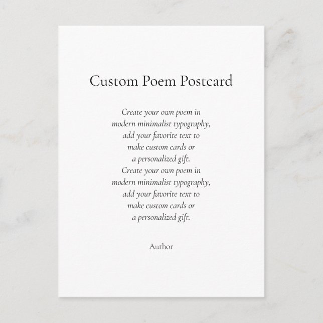 Postal Crear su propio poema Personalizado (Anverso)