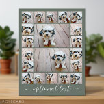 Postal Crear un Collage de fotos Personalizado - 20 fotos<br><div class="desc">Utilice hasta 18 fotos cuadradas y 2 fotos horizontal/horizontal para crear un regalo único y personal. Para obtener los mejores resultados, recortar las fotos en cuadrados antes de subir. Este diseño moderno con un lugar para texto extra o un monograma incluye líneas limpias y una rejilla moderna. Si necesita ajustar...</div>