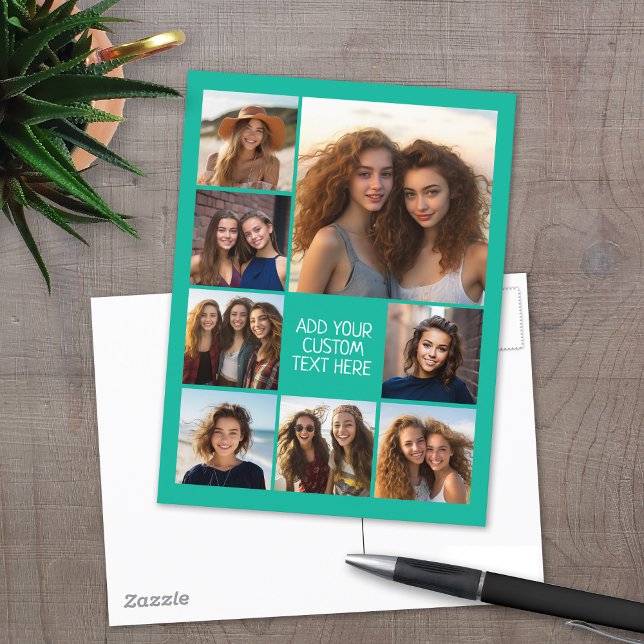 Postal Crear un Collage de fotos Personalizado con 8 foto (8 Photo personalized postcard)