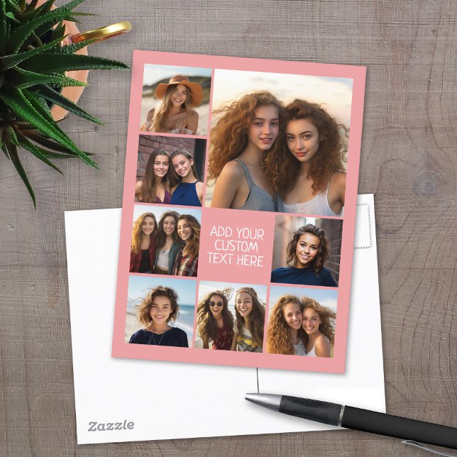 Postal Crear un Collage de fotos Personalizado con 8 foto (8 Photo personalized postcard)
