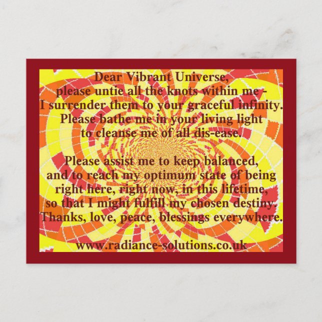 Postal creativa 5 - Querida Vibrante Oración Unive (Anverso)