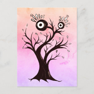 Postal Creatividad de árbol loco arte de tinta fantasía r