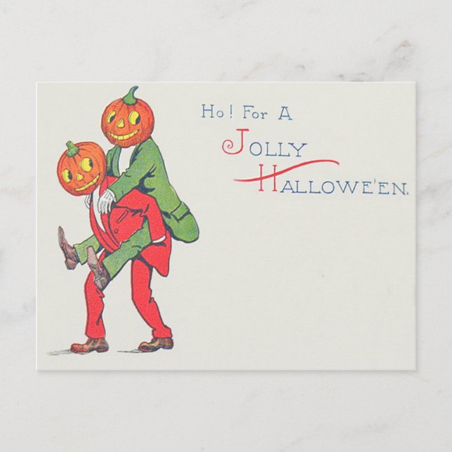 Postal Creatividad de calabaza Jack O' Lantern Piggyback (Anverso)