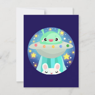 Postal Creatura Cuidada Del Espacio Y Conejo De Conejo