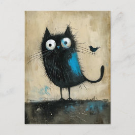 Postal Creatura híbrida en gato y pájaro