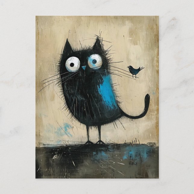 Postal Creatura híbrida en gato y pájaro (Anverso)