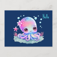 Creatura marina de Octopus Cute Hello