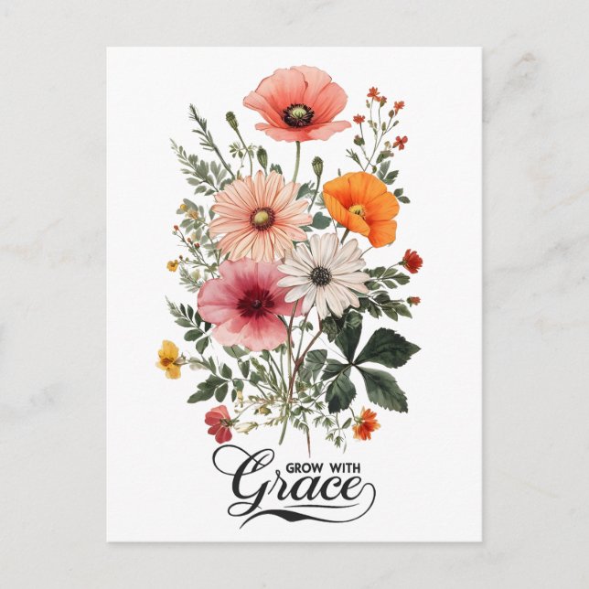 Postal Crecer con Grace, Bloom Botánico Vintage (Anverso)