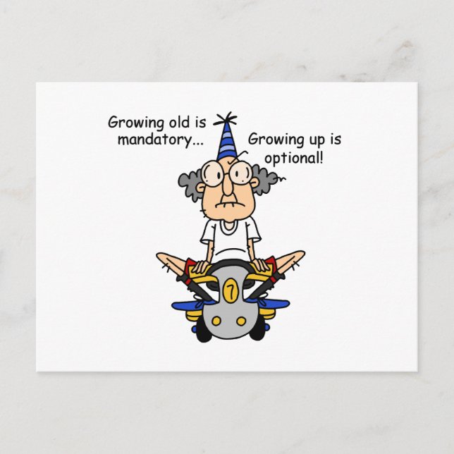 Postal Crecer es humor opcional (Anverso)