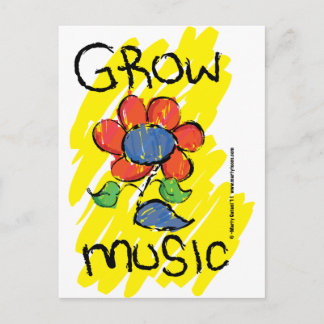 Postal Crecer Música. Diseño de flores musicales de Guay