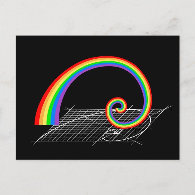 Postal Crecimiento del arcoiris en espiral fibonacci (Anverso)