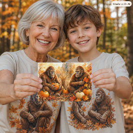 Postal Cree en Bigfoot Calabazas de Otoño Naturaleza Sasq