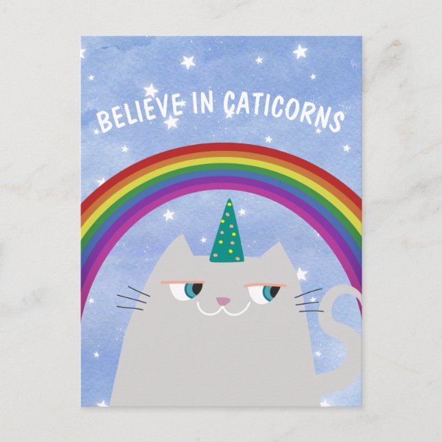 Postal Cree en Caticorns Gato Lindo (Anverso)