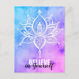 Postal Cree En Tu Propio Lotus Mandala Azul Rosa