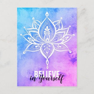 Postal Cree En Tu Propio Lotus Mandala Azul Rosa
