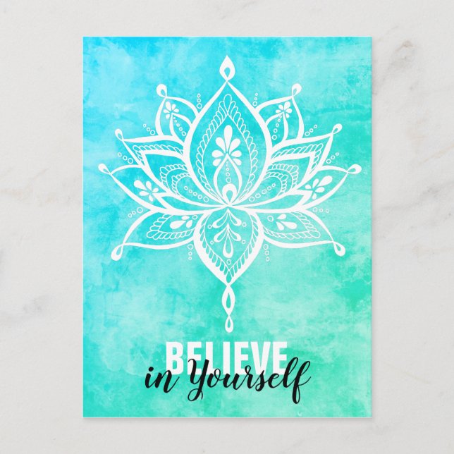 Postal Cree En Usted Mismo Lotus Mandala Turquoise (Anverso)