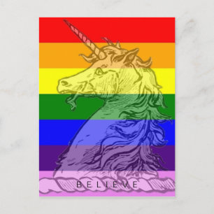 Postal Creen el orgullo gay arcoiris unicornio