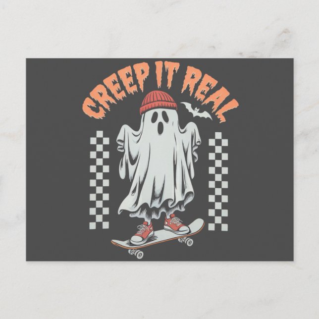 Postal Creep It Real Retro Halloween Fantasma (Anverso)