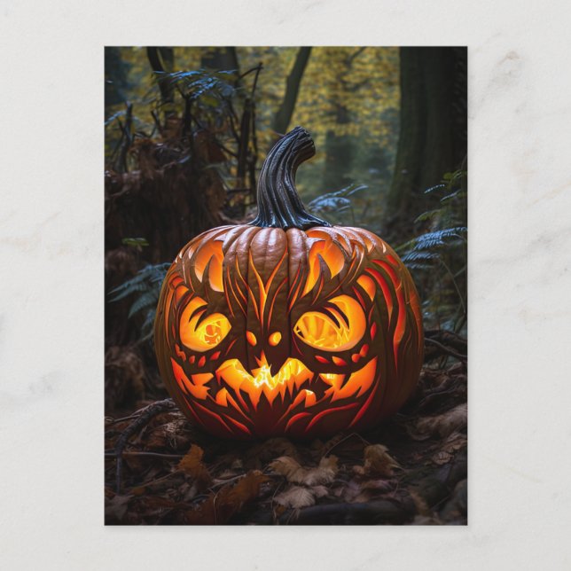 Postal Creepe fiesta de Halloween de Jack o Lantern (Anverso)