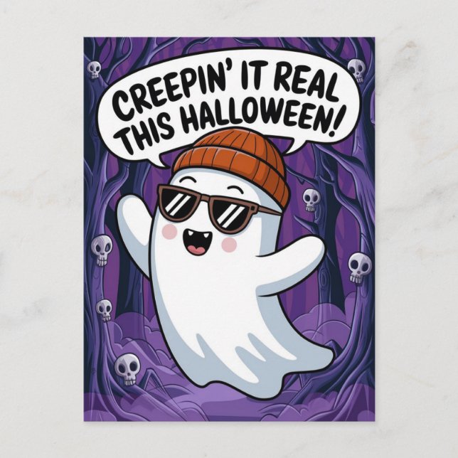 Postal Creepin es real este fantasma divertido de Hallowe (Anverso)