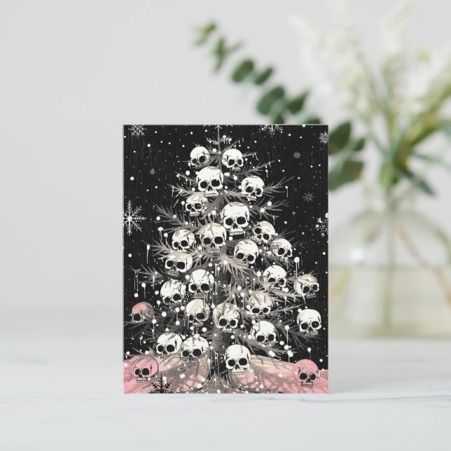 Postal Creepmas Spooky Skulls Gothic (Anverso de pie)