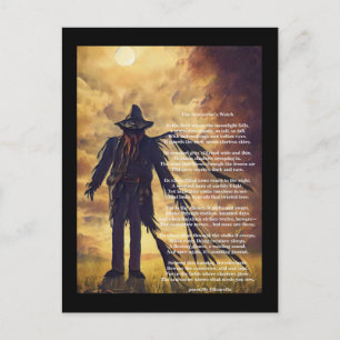 Postal Creepy Scarecrow arte oscuro y poema