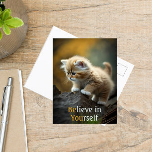 Postal Creer bien en ti mismo gato Inspirador