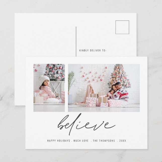 Postal Creer contemporáneo 2 fotos Navidades de guiones (Anverso / Reverso)