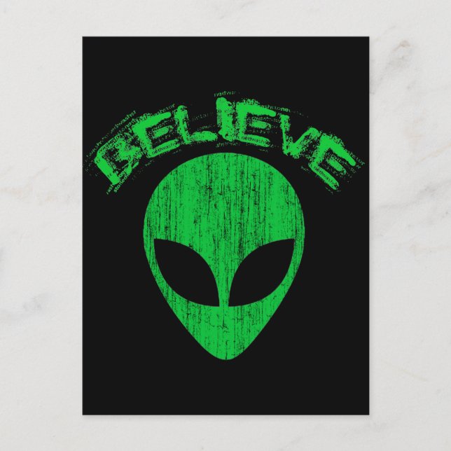 POSTAL CREER - DISEÑO DE CABEZA VERDE ALIEN (Anverso)